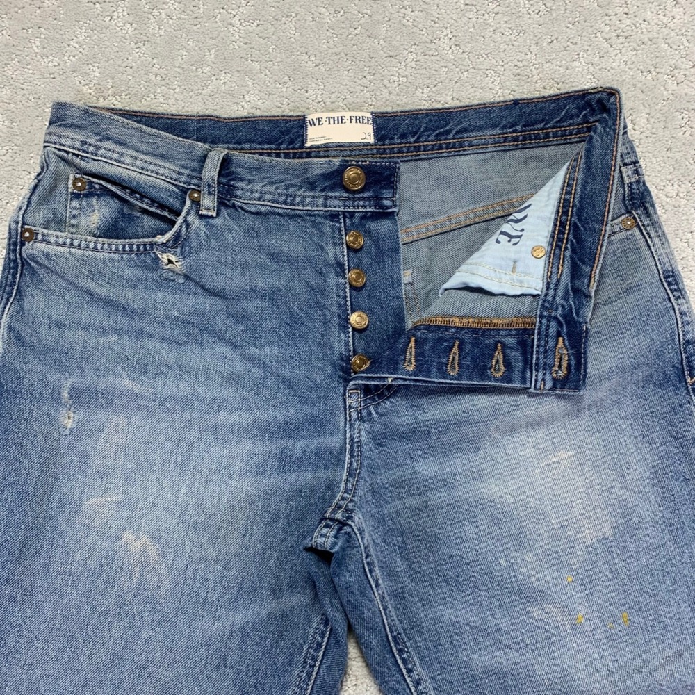 We The Free Unknown Legend Jeans 29 Mid Rise Skinny Distressed Ripped Blue Denim